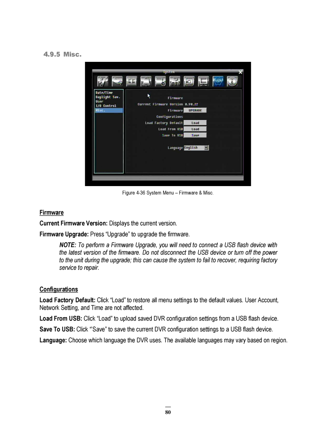 EverFocus ECOR264-8F1, ECOR264-8D1, ECOR264-4D1, ECOR264-4F1 user manual Misc, Firmware, Configurations 