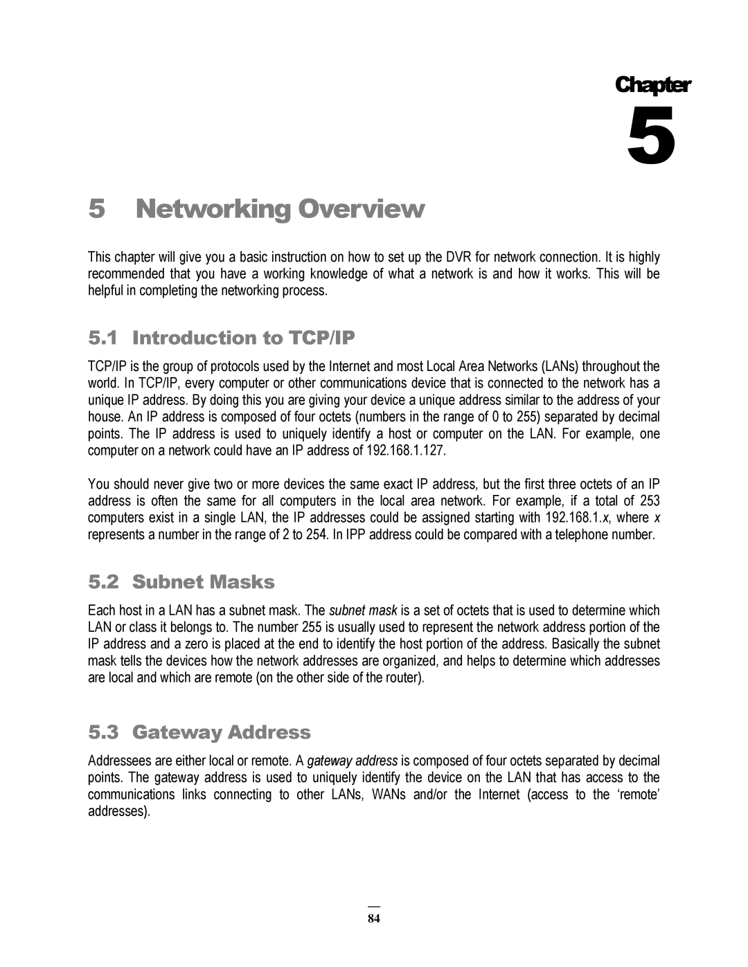 EverFocus ECOR264-8F1, ECOR264-8D1, ECOR264-4D1, ECOR264-4F1 user manual Introduction to TCP/IP, Subnet Masks, Gateway Address 