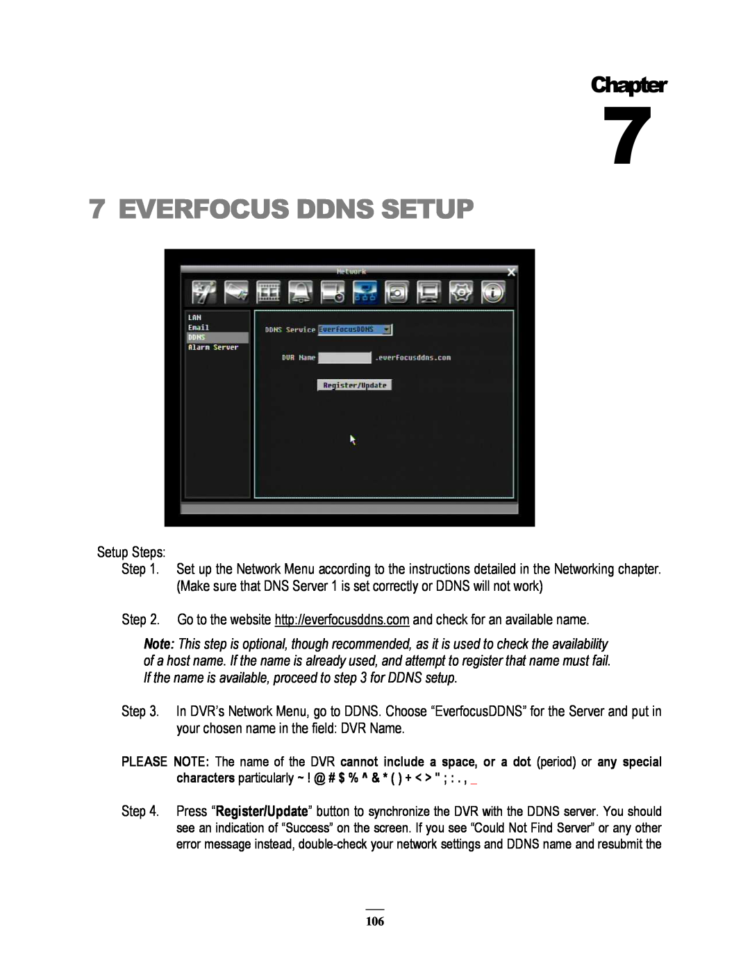 EverFocus ECOR264-4D1, ECOR264-8F1, ECOR264-8D1, ECOR264-4F1 user manual Everfocus Ddns Setup, Chapter 