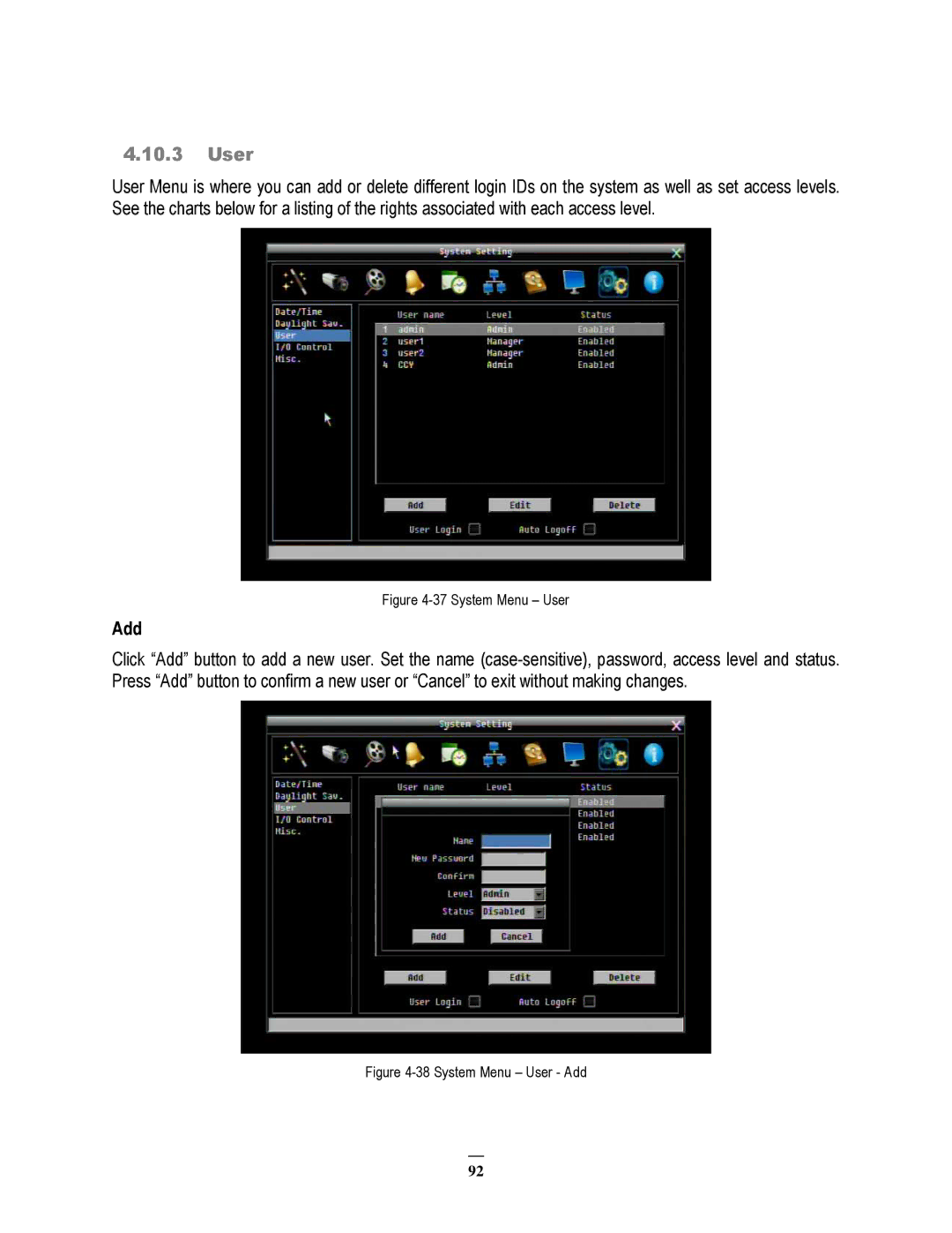 EverFocus ECOR264-4X1, ECOR264-9X1, ECOR264-16X1 user manual User, Add 