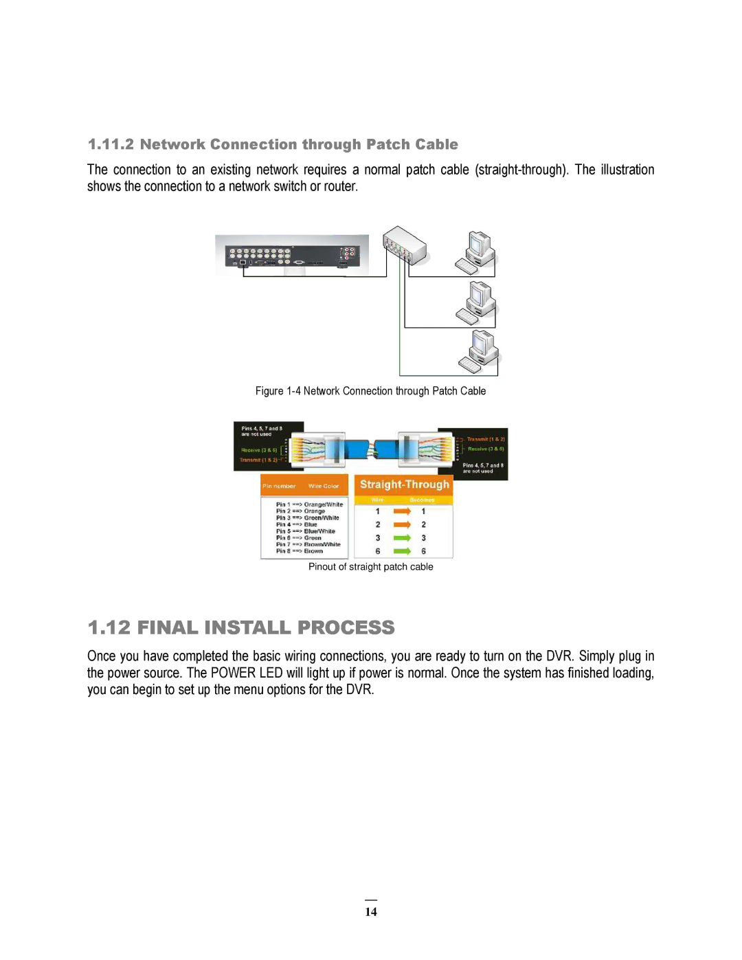 EverFocus ECOR264-4X1, ECOR264-9X1, ECOR264-16X1 user manual Final Install Process, Network Connection through Patch Cable 