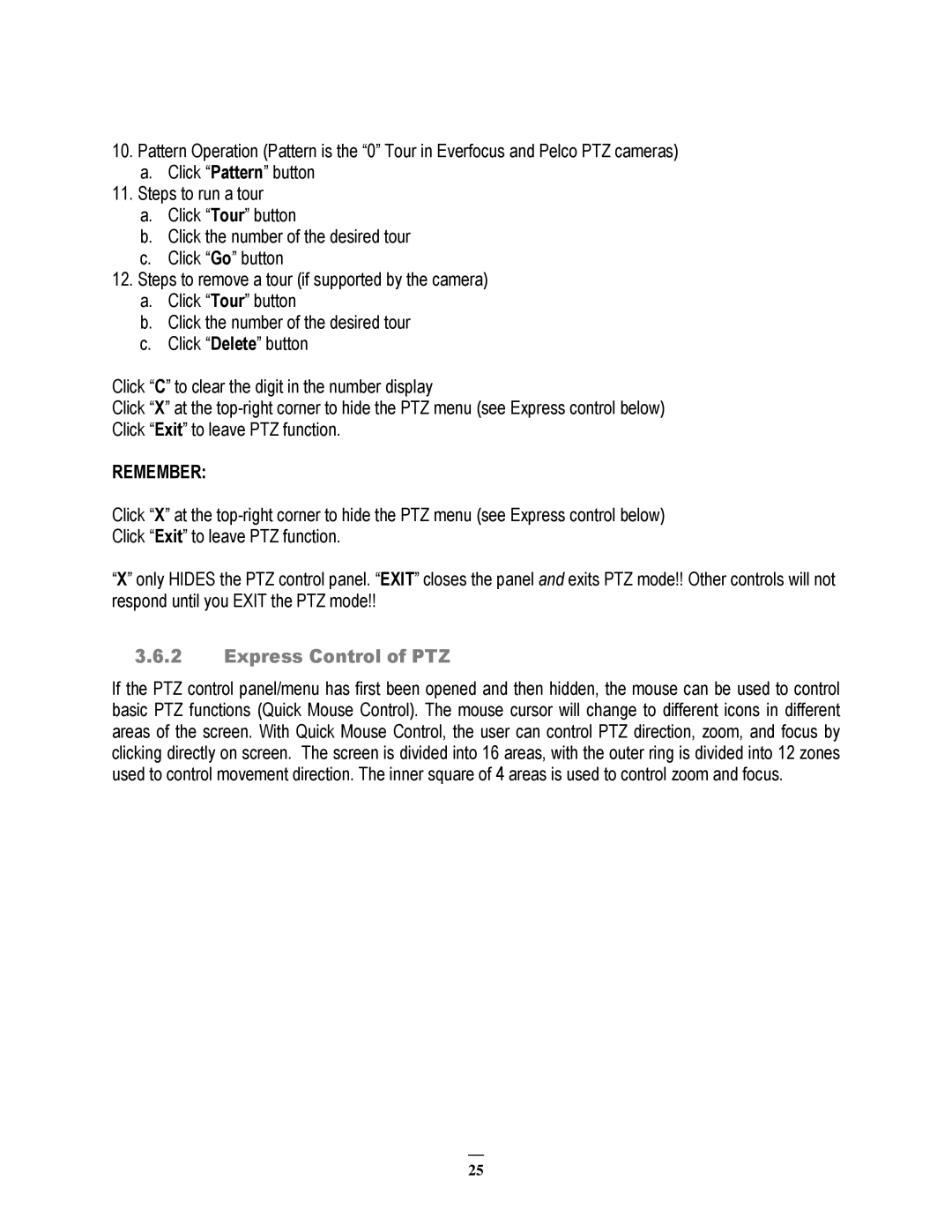 EverFocus ECOR264-9X1, ECOR264-4X1, ECOR264-16X1 user manual Remember, Express Control of PTZ 