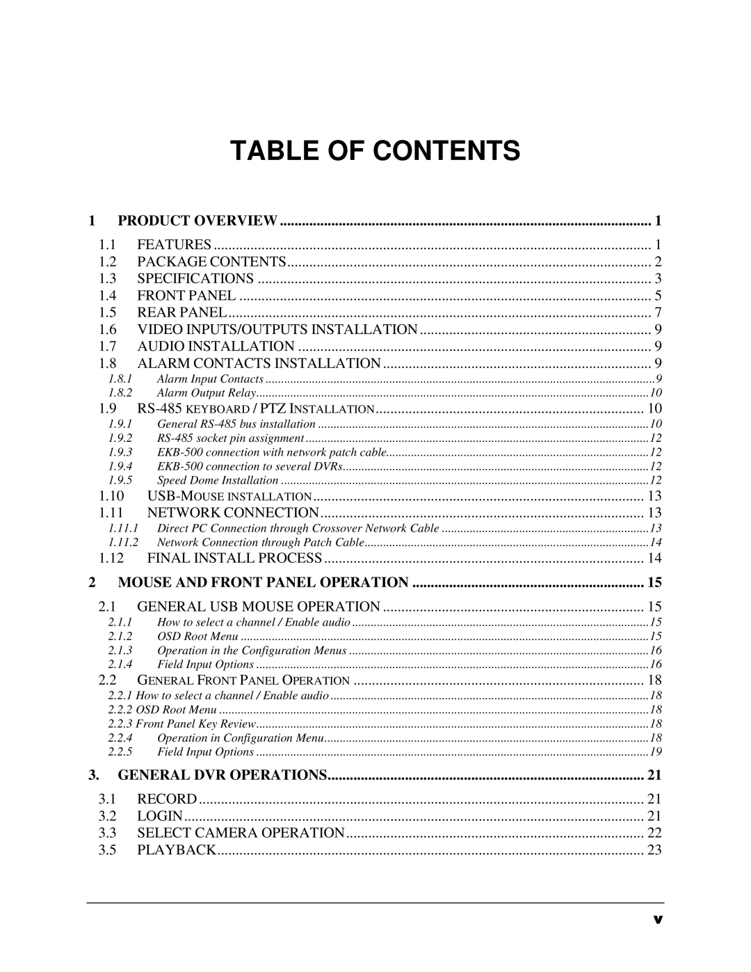 EverFocus ECOR264-9X1, ECOR264-4X1, ECOR264-16X1 user manual Table of Contents 