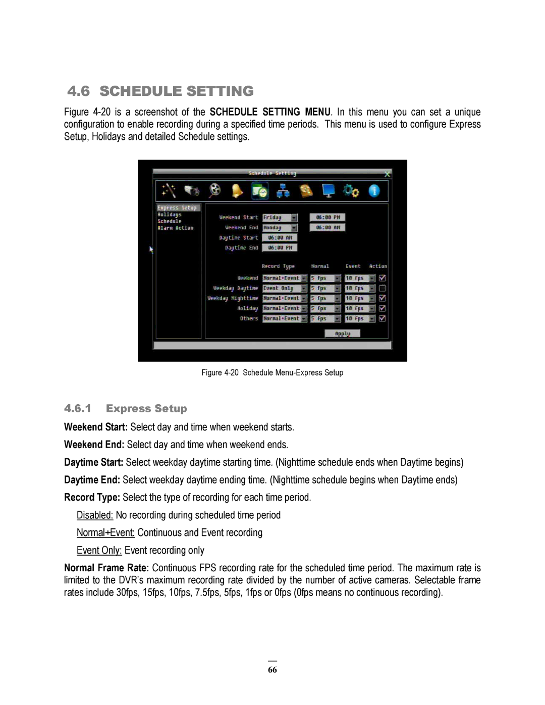 EverFocus ECOR264-16X1, ECOR264-9X1, ECOR264-4X1 user manual Schedule Setting, Express Setup 