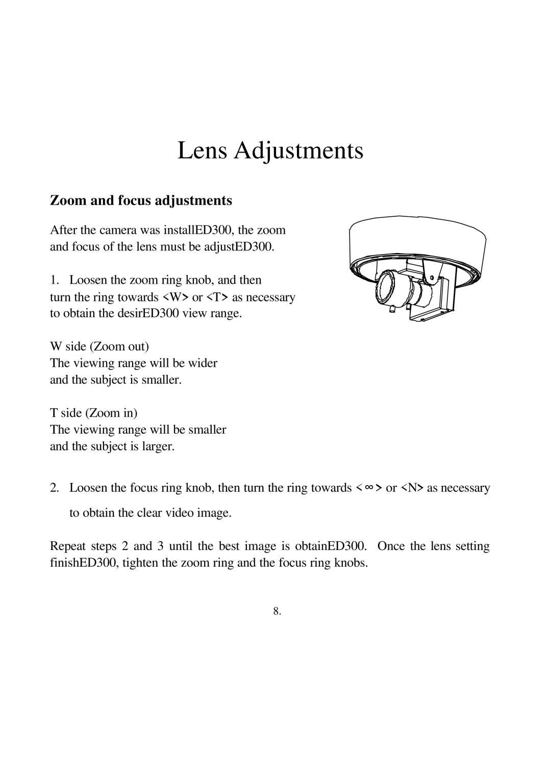 EverFocus ED300 Series user manual Lens Adjustments 