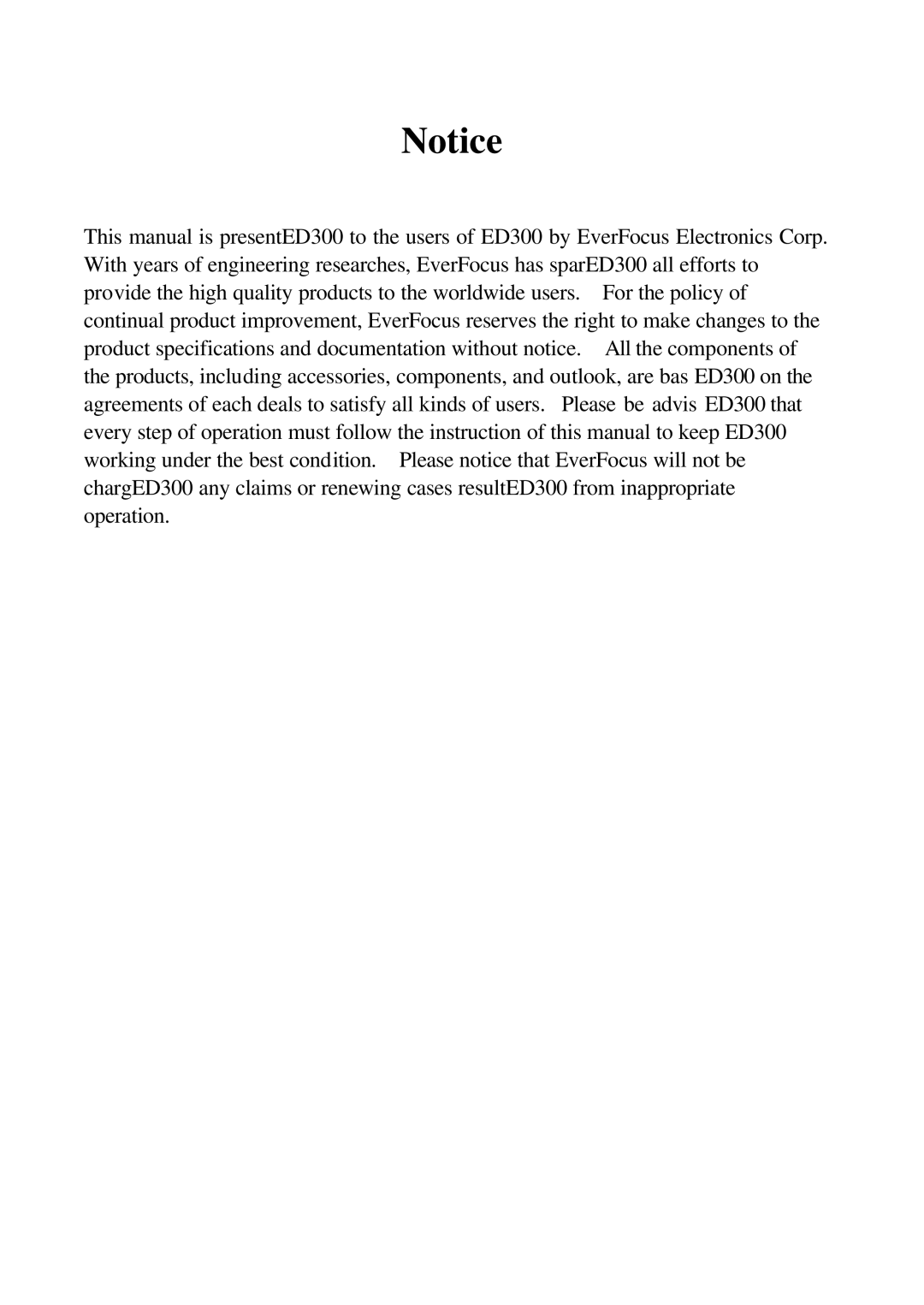 EverFocus ED300 Series user manual 