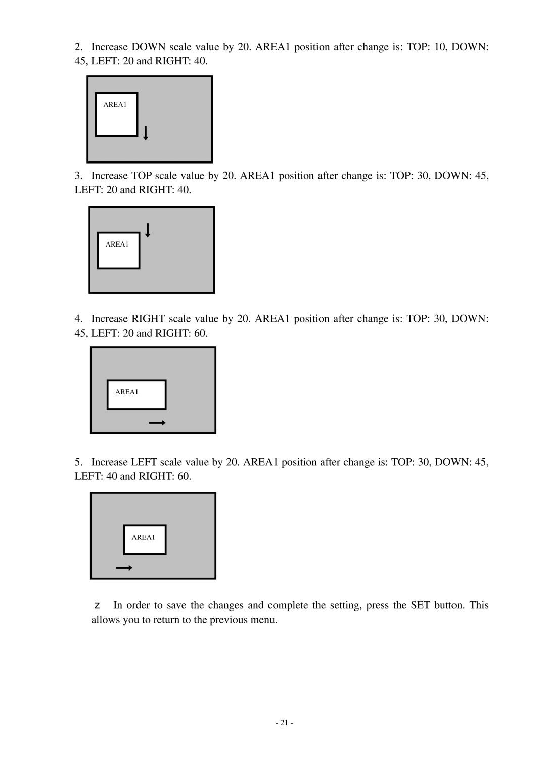 EverFocus ED550 specifications AREA1 