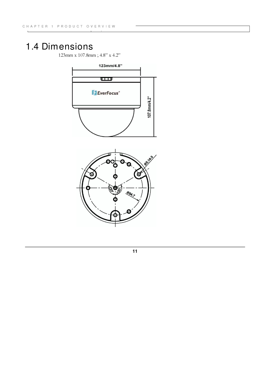 EverFocus ED560 manual Dimensions 