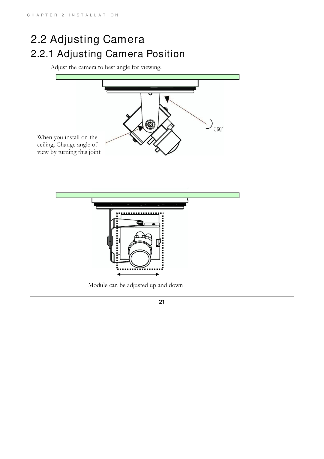 EverFocus ED560 manual Adjusting Camera Position 