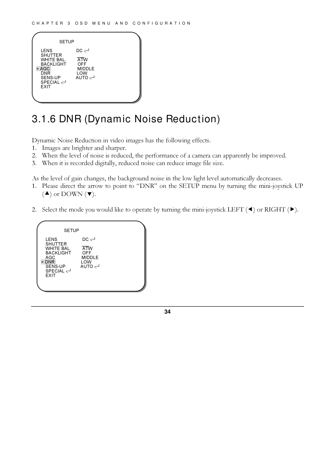 EverFocus ED560 manual DNR Dynamic Noise Reduction 