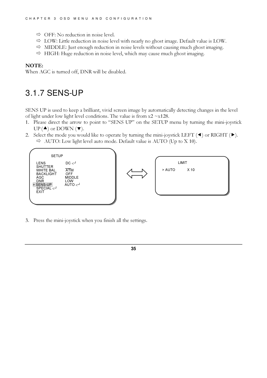 EverFocus ED560 manual Sens-Up 