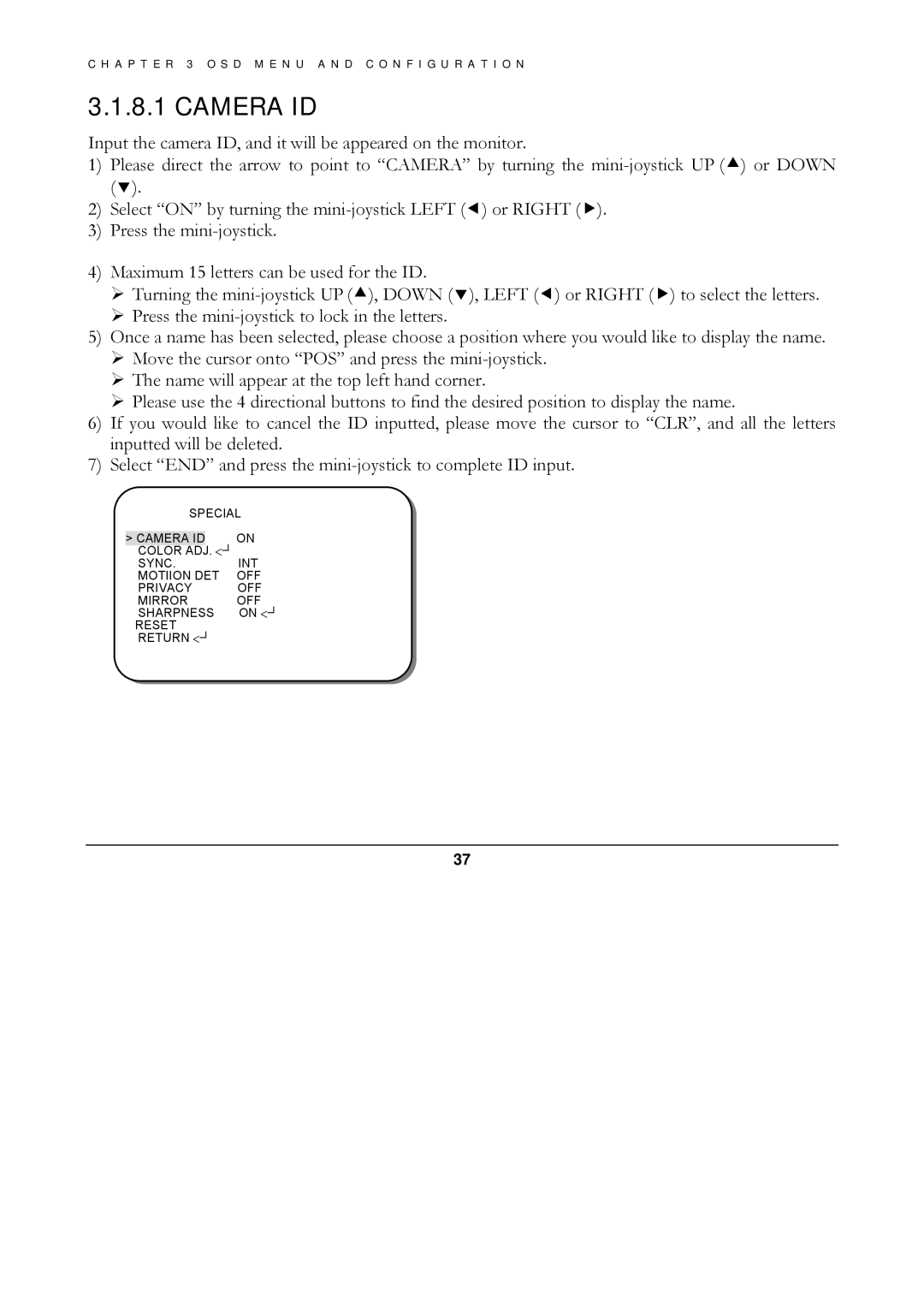 EverFocus ED560 manual Camera ID 