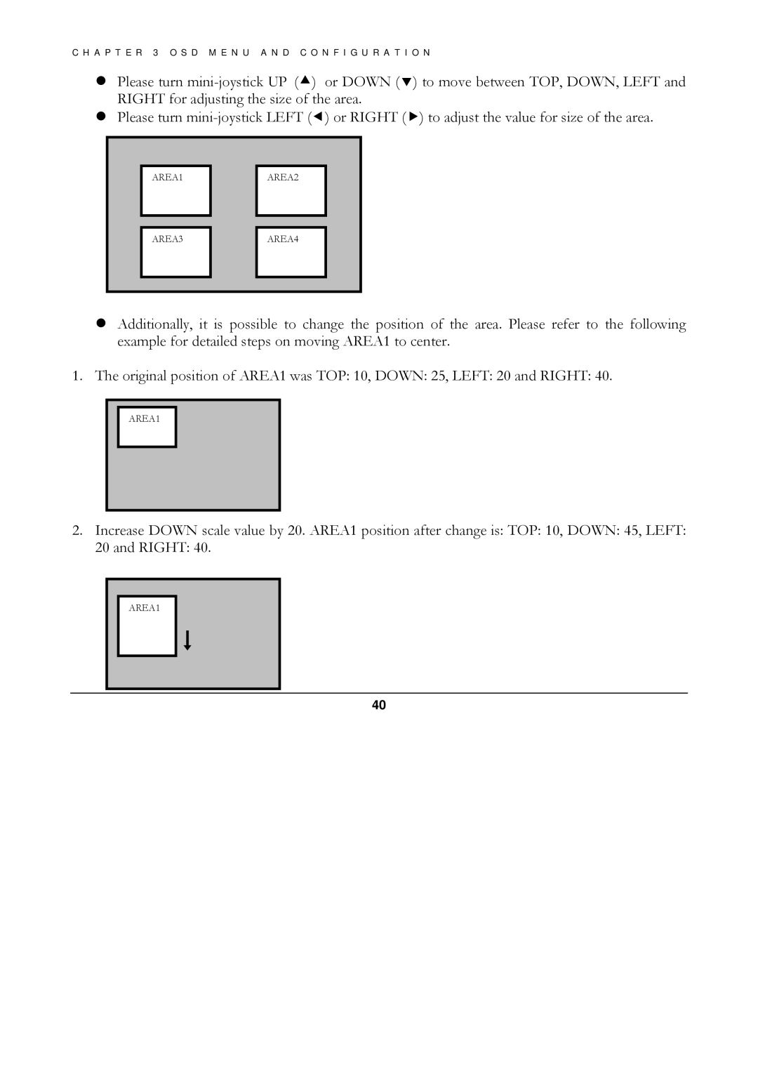 EverFocus ED560 manual AREA1 AREA2 AREA3 AREA4 