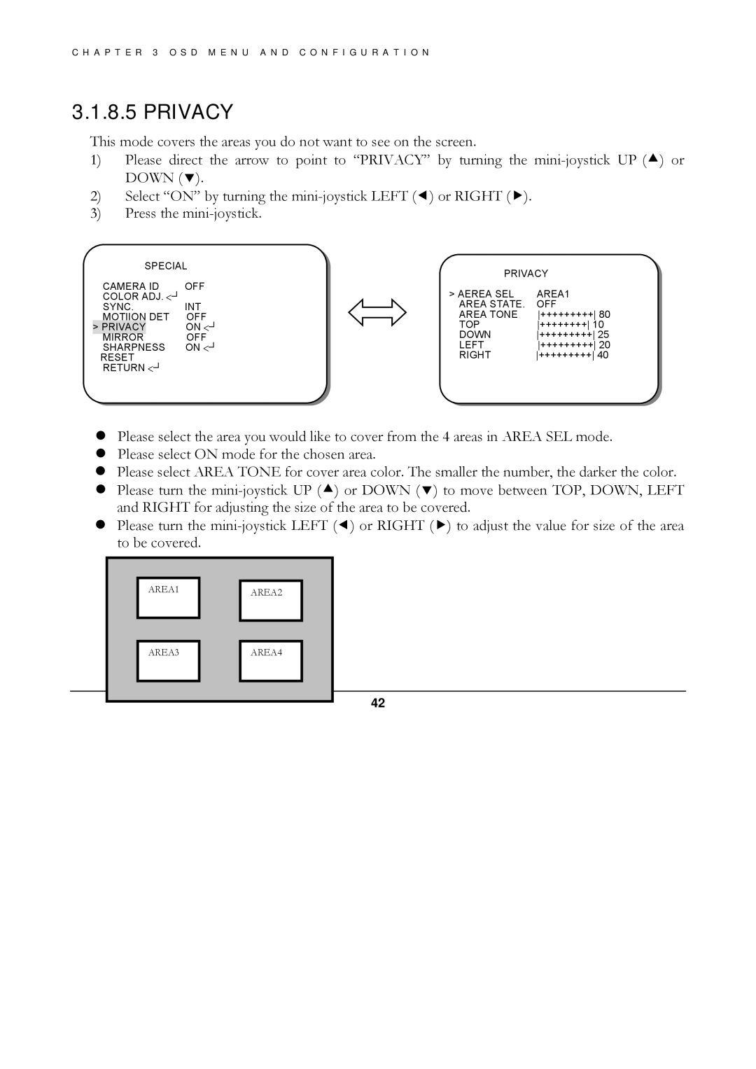 EverFocus ED560 manual Privacy 