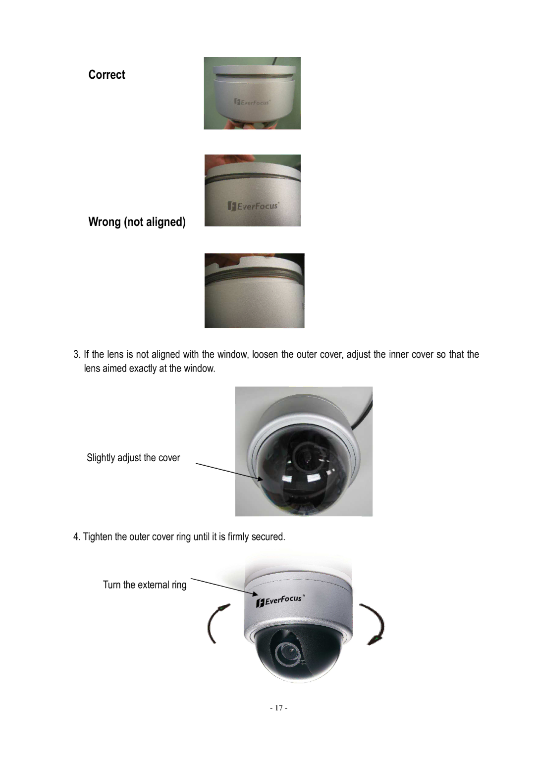 EverFocus ED610 specifications Correct Wrong not aligned 