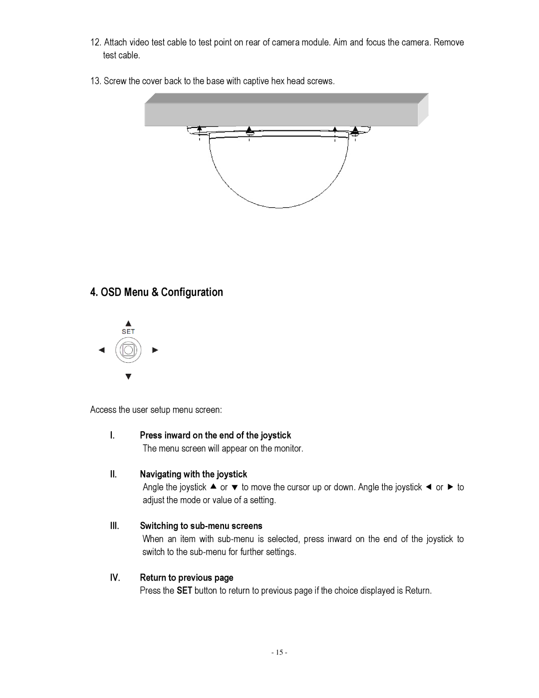 EverFocus EDH5240 specifications OSD Menu & Configuration, Access the user setup menu screen 