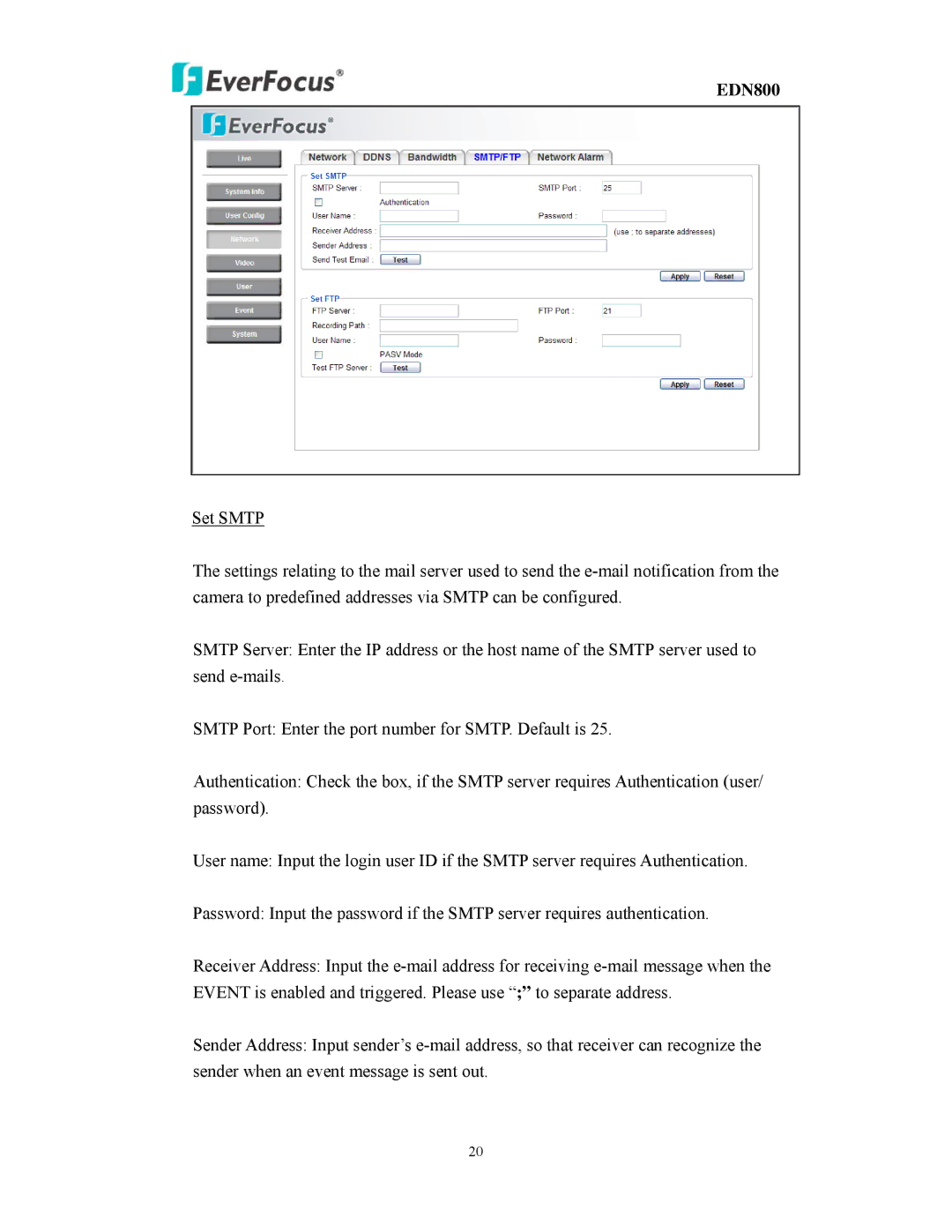 EverFocus EDN800 user manual 