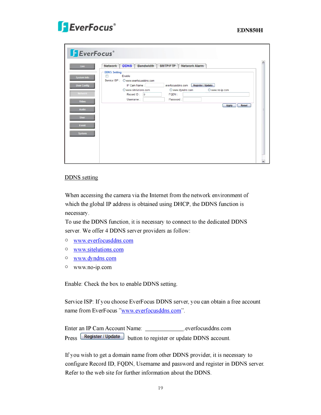 EverFocus EDN850H user manual 