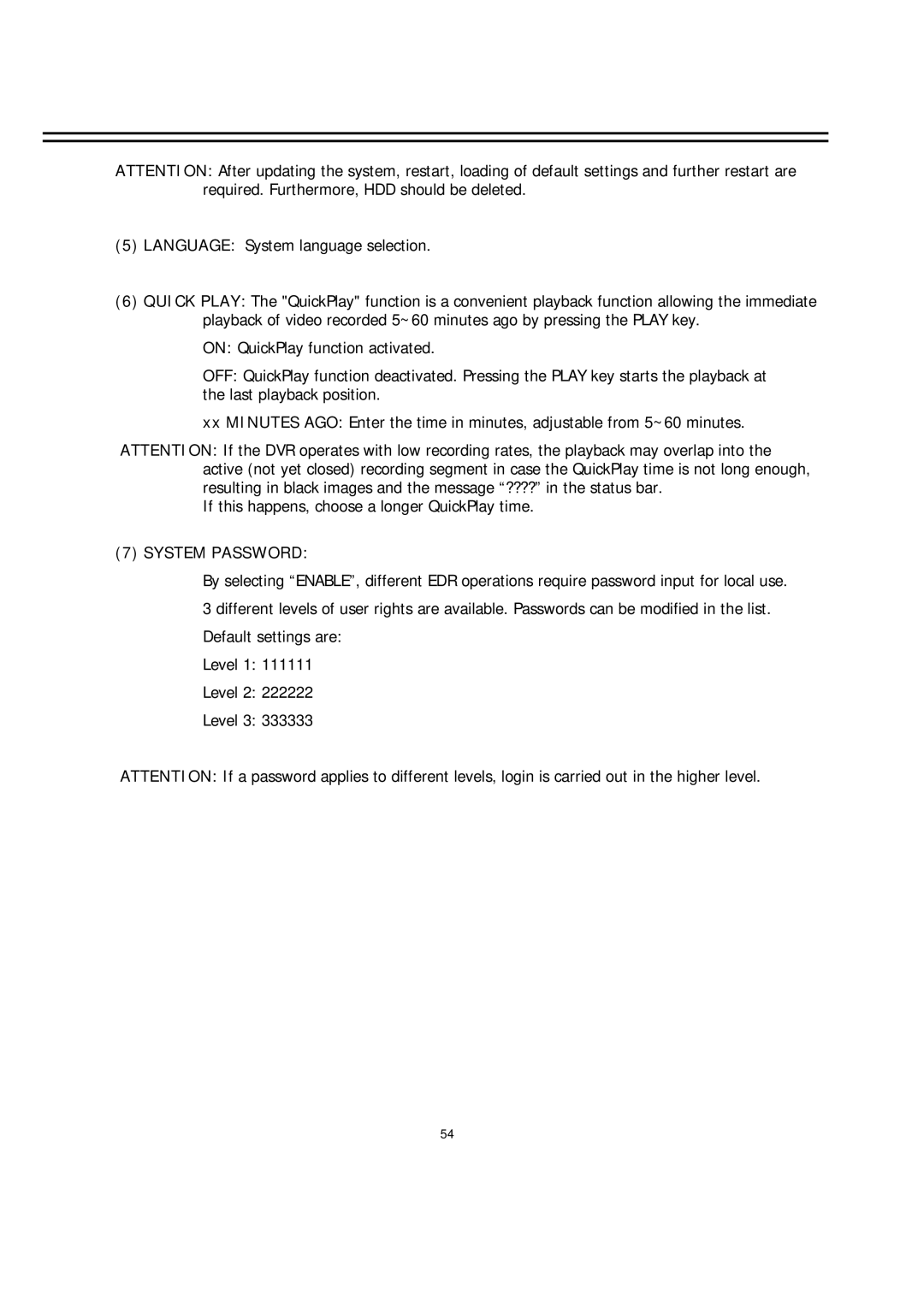 EverFocus EDR-920, EDR-1640 manual System Password 