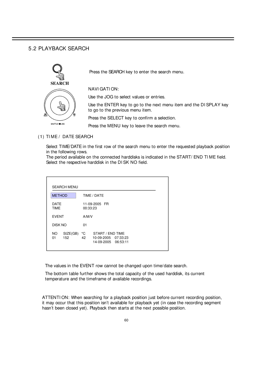 EverFocus EDR-920, EDR-1640 manual Playback Search, Navigation, Time / Date Search 