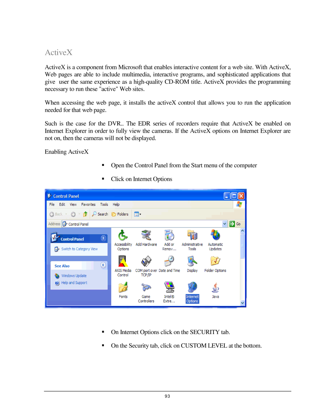 EverFocus 920, EDR 410, EDR 810, EDSR 110 instruction manual ActiveX 