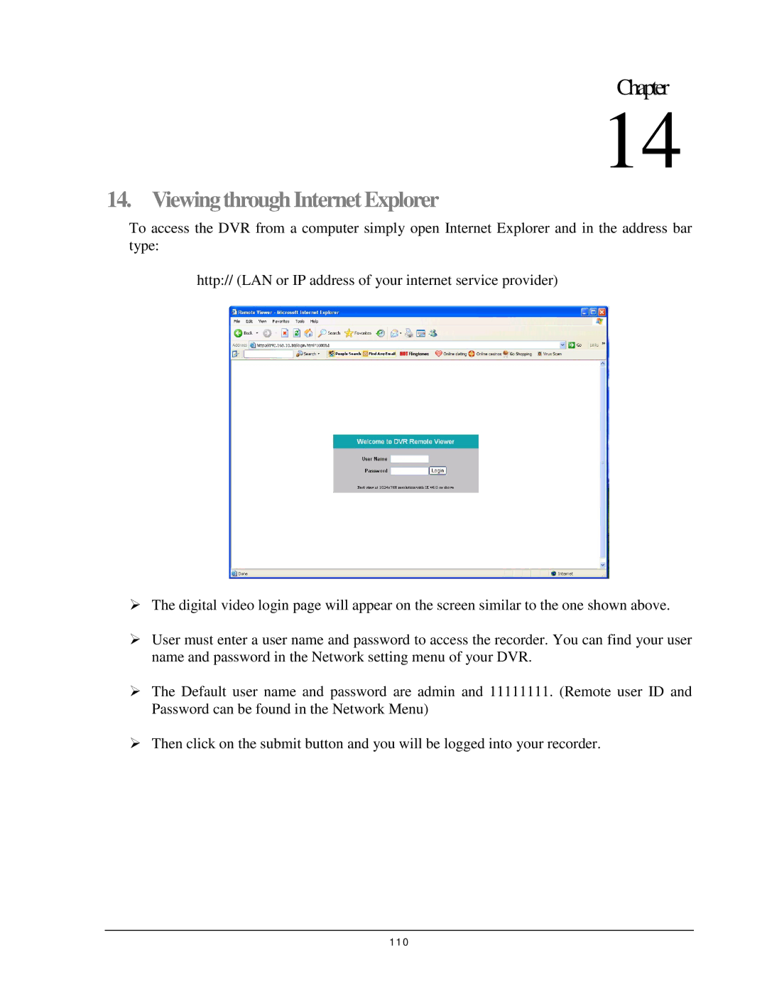 EverFocus EDR 410, EDR 810, EDSR 110, 920 instruction manual Viewing through Internet Explorer 