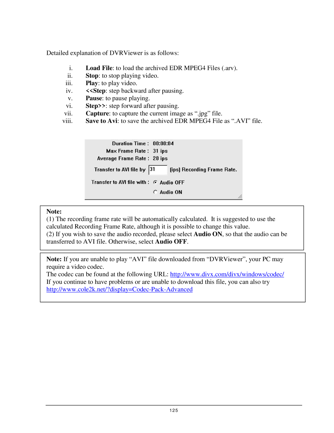 EverFocus 920, EDR 410, EDR 810, EDSR 110 instruction manual 125 