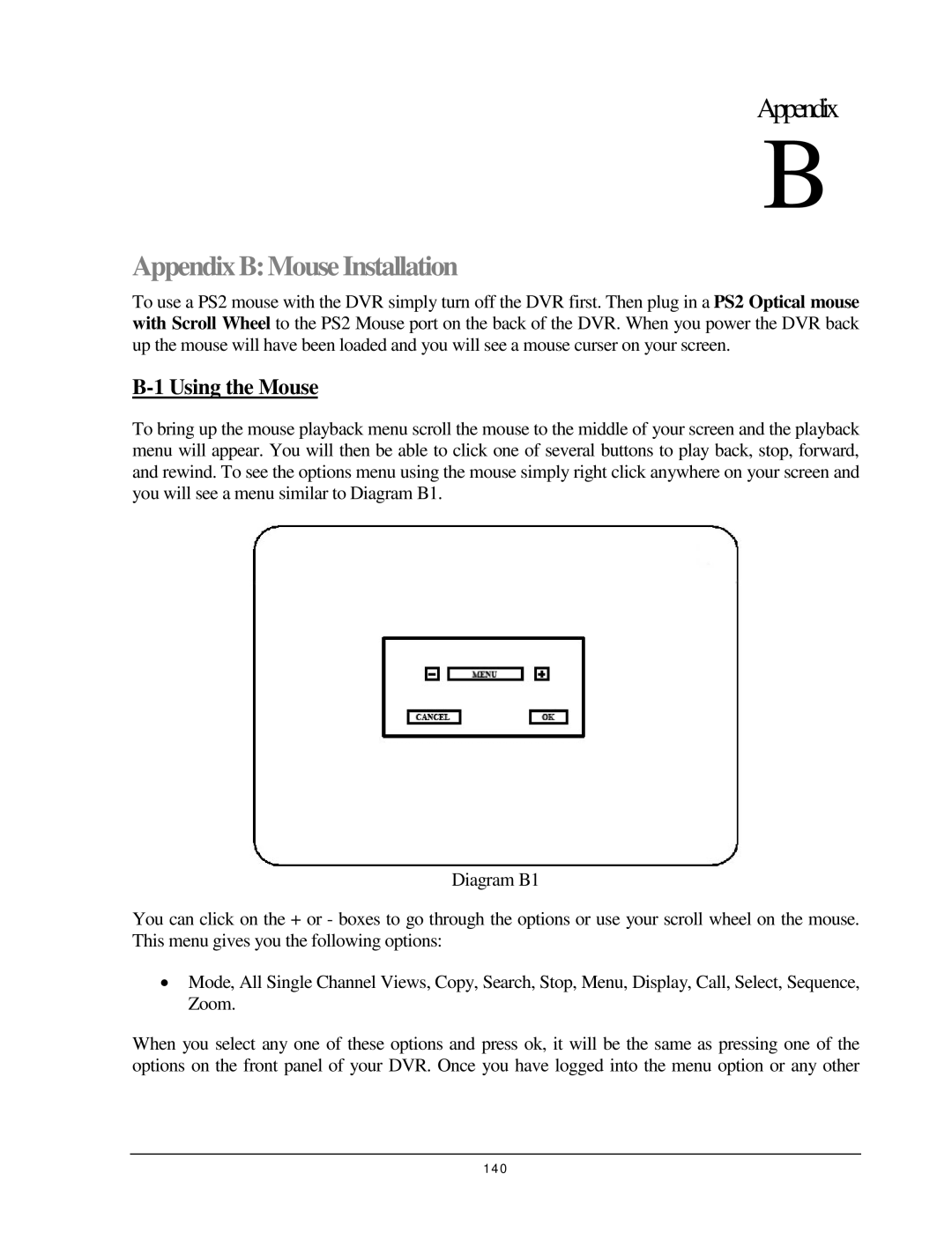 EverFocus EDSR 110, EDR 410, EDR 810, 920 instruction manual Appendix BMouse Installation, Using the Mouse 