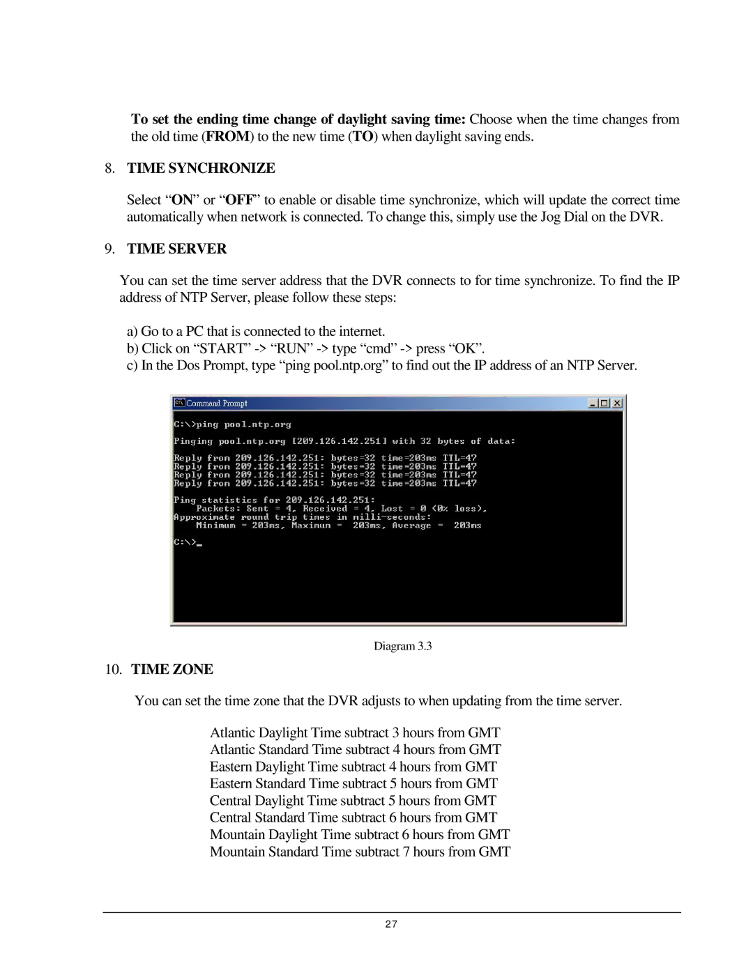 EverFocus EDR 810, EDR 410, EDSR 110, 920 instruction manual Time Synchronize, Time Server, Time Zone 