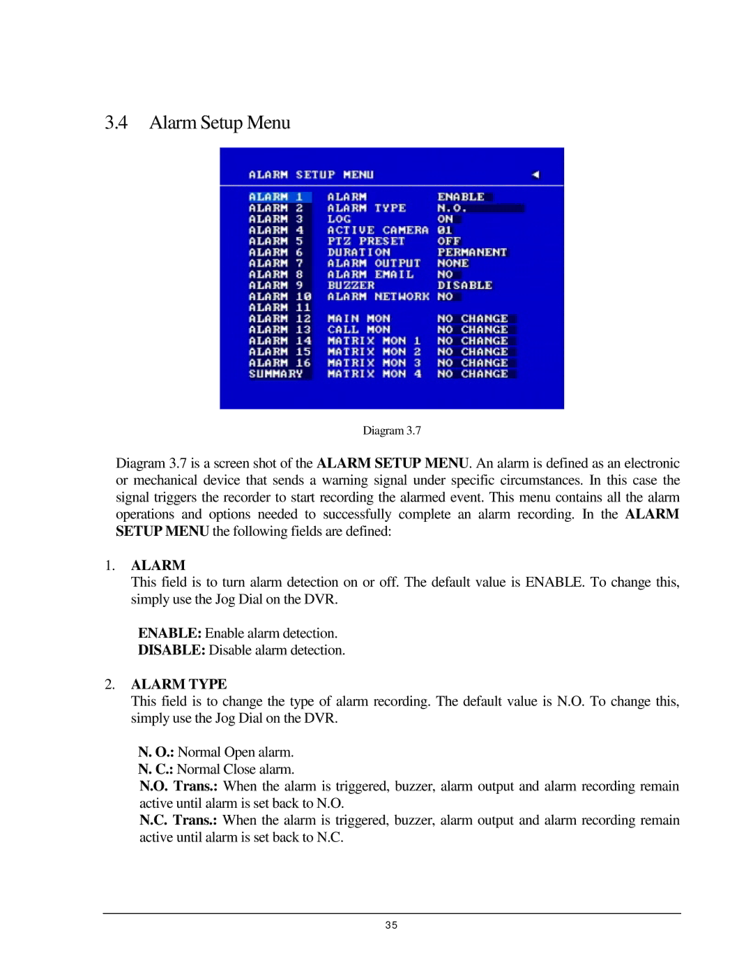 EverFocus EDR 810, EDR 410, EDSR 110, 920 instruction manual Alarm Setup Menu, Alarm Type 