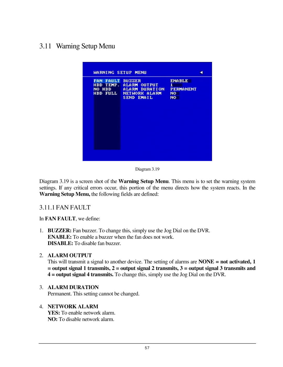 EverFocus 920, EDR 410, EDR 810, EDSR 110 instruction manual Alarm Duration, Network Alarm 