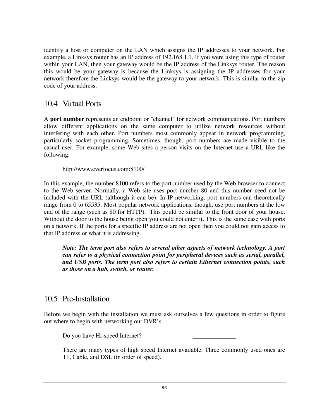 EverFocus 920, EDR 410, EDR 810, EDSR 110 instruction manual Virtual Ports, Pre-Installation 