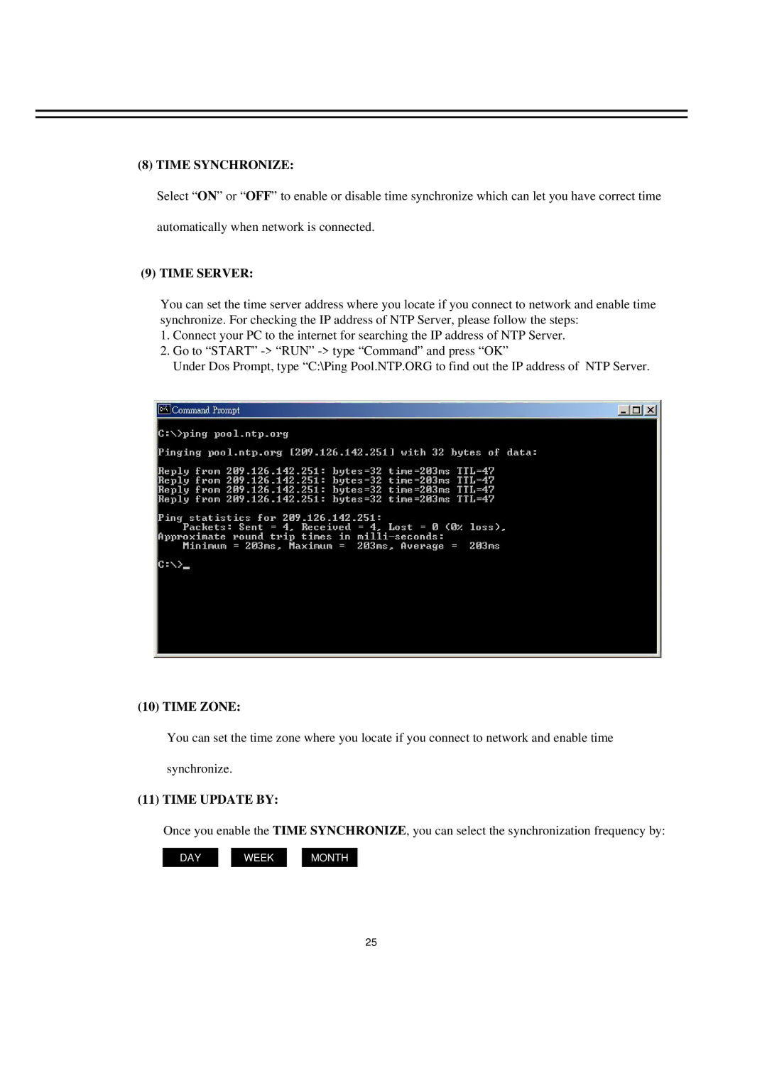 EverFocus EDR920, EDR1640, EDR1620 instruction manual Time Synchronize, Time Server, Time Zone, Time Update by 