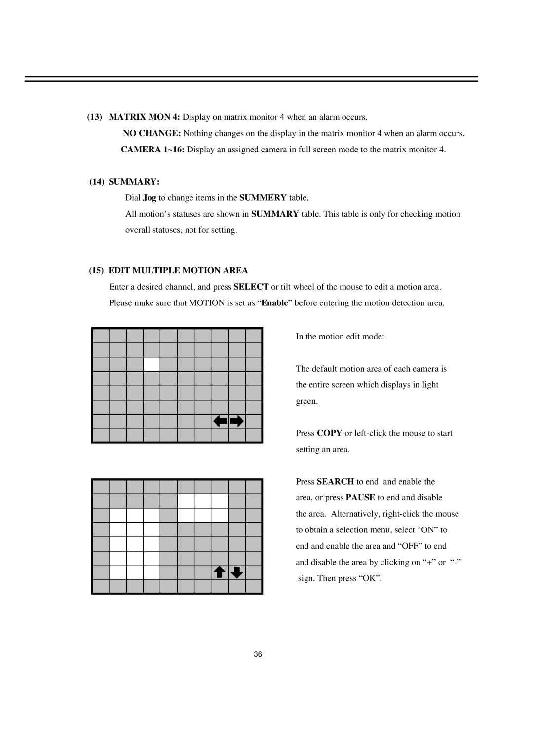 EverFocus EDR1620, EDR1640, EDR920 instruction manual Summary, Edit Multiple Motion Area 