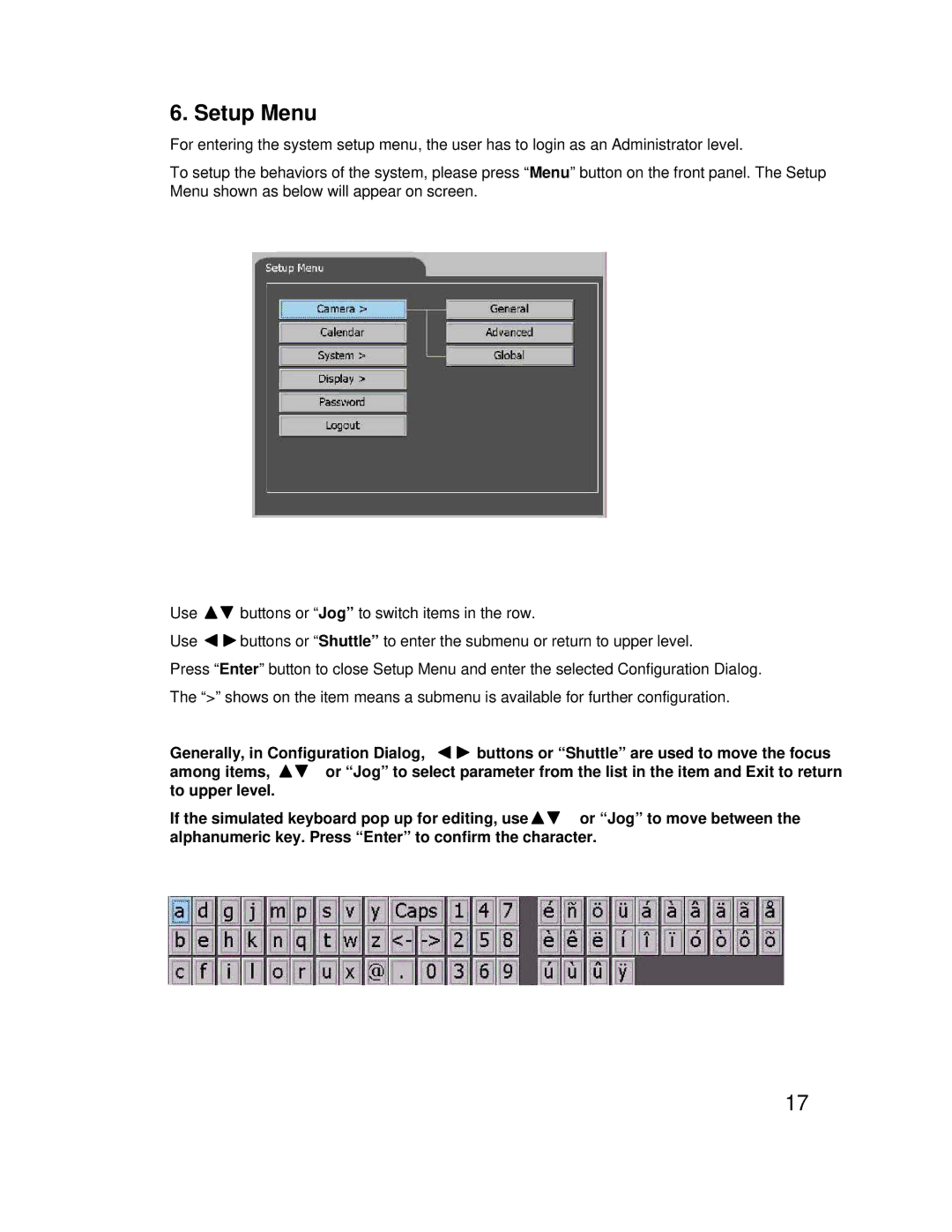 EverFocus eDR1680 Series operating instructions Setup Menu 