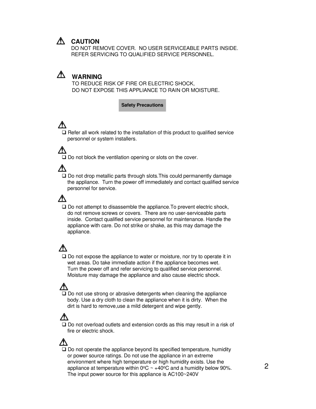 EverFocus eDR1680 Series operating instructions Safety Precautions 