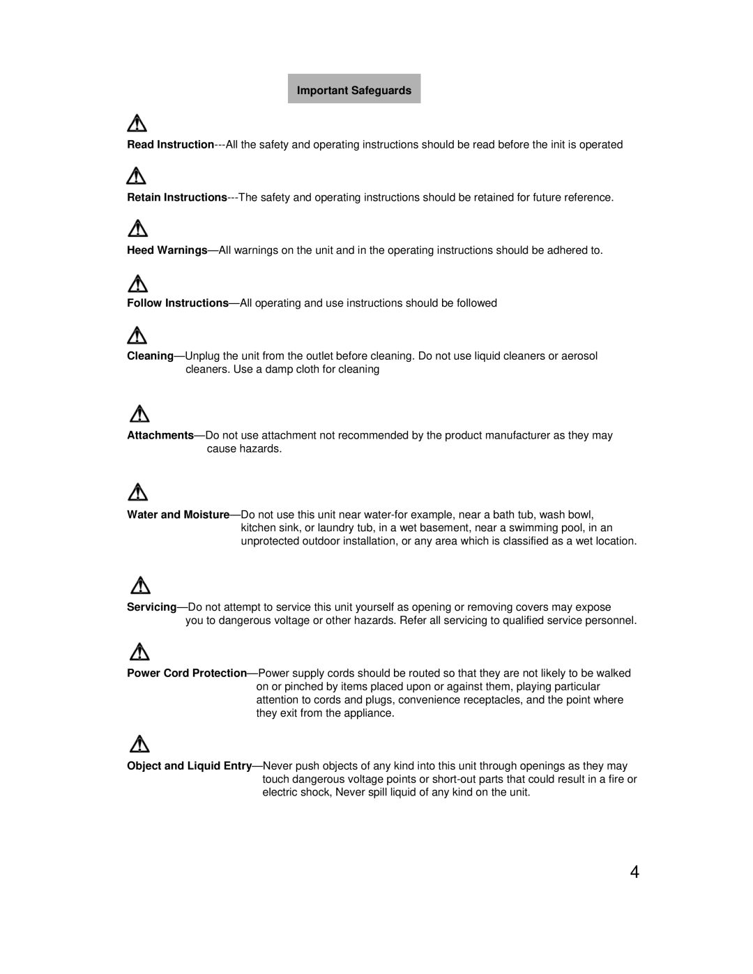 EverFocus eDR1680 Series operating instructions Important Safeguards 