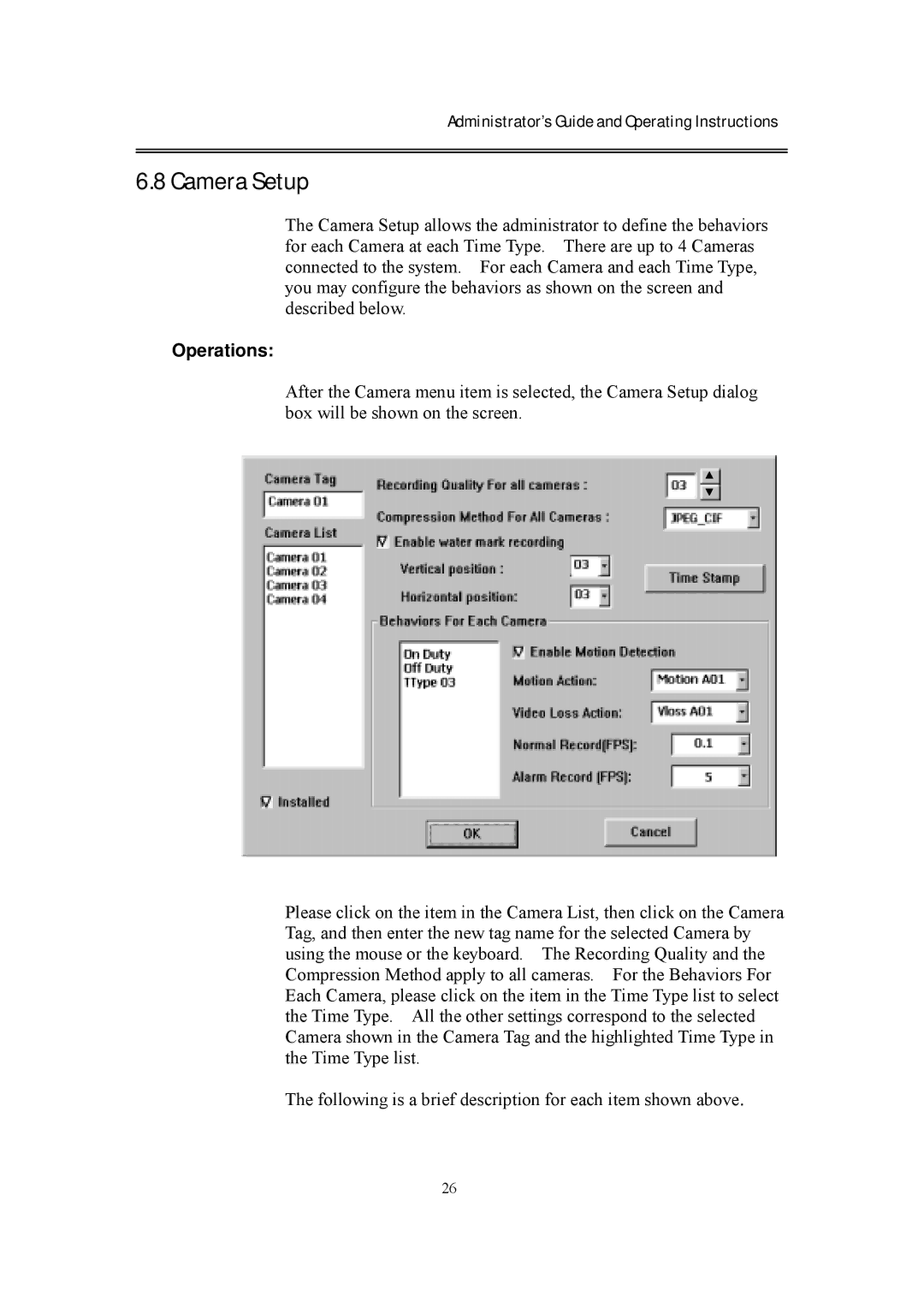 EverFocus eDR400 operating instructions Camera Setup 