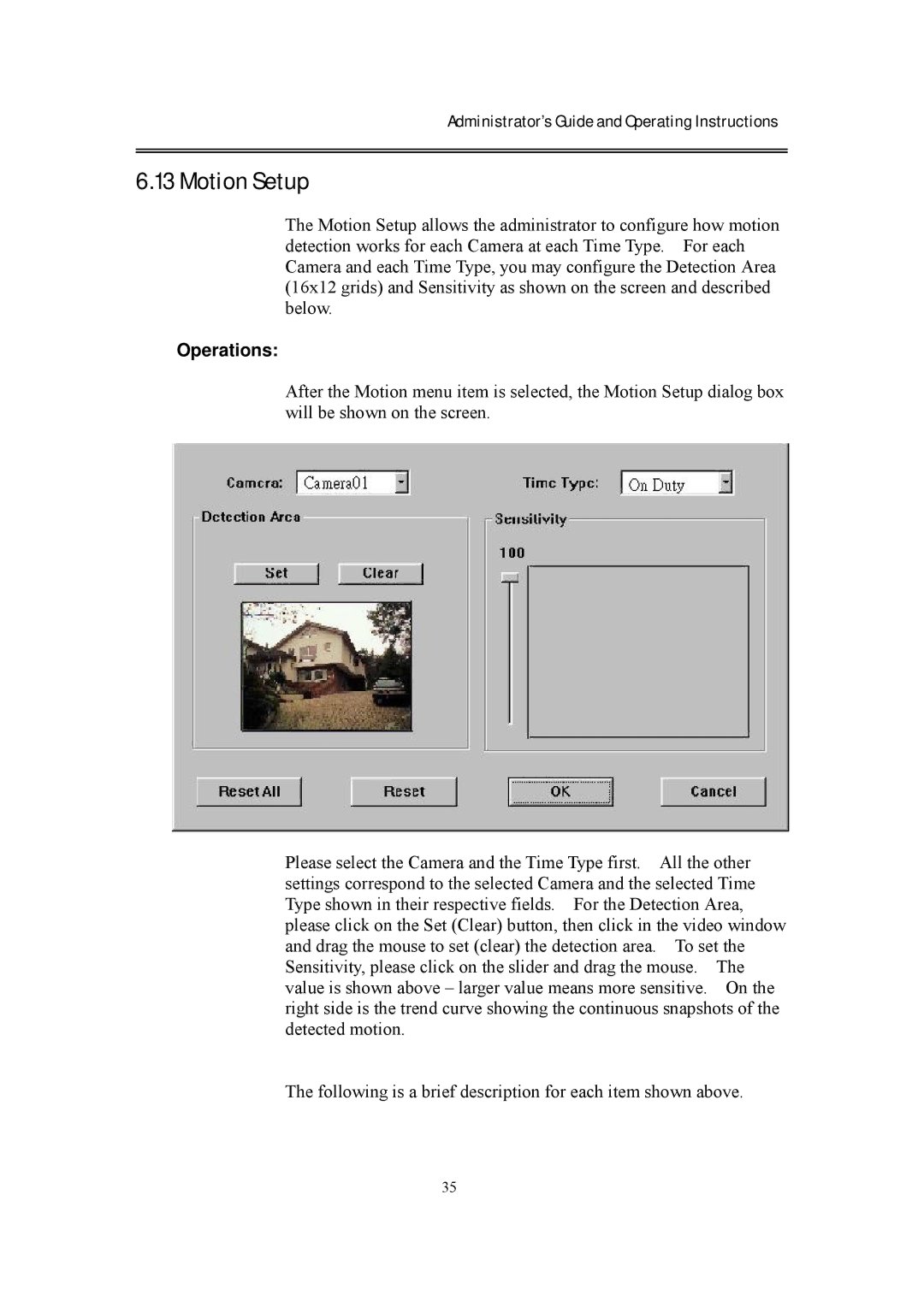 EverFocus eDR400 operating instructions Motion Setup 