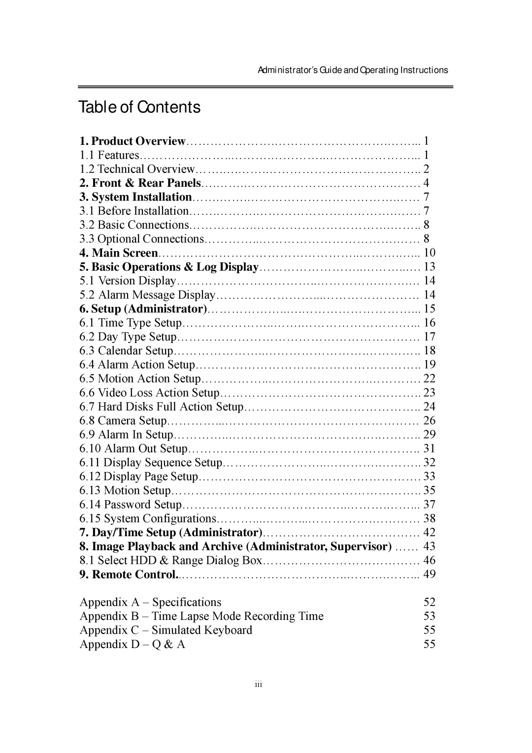 EverFocus eDR400 operating instructions Table of Contents 