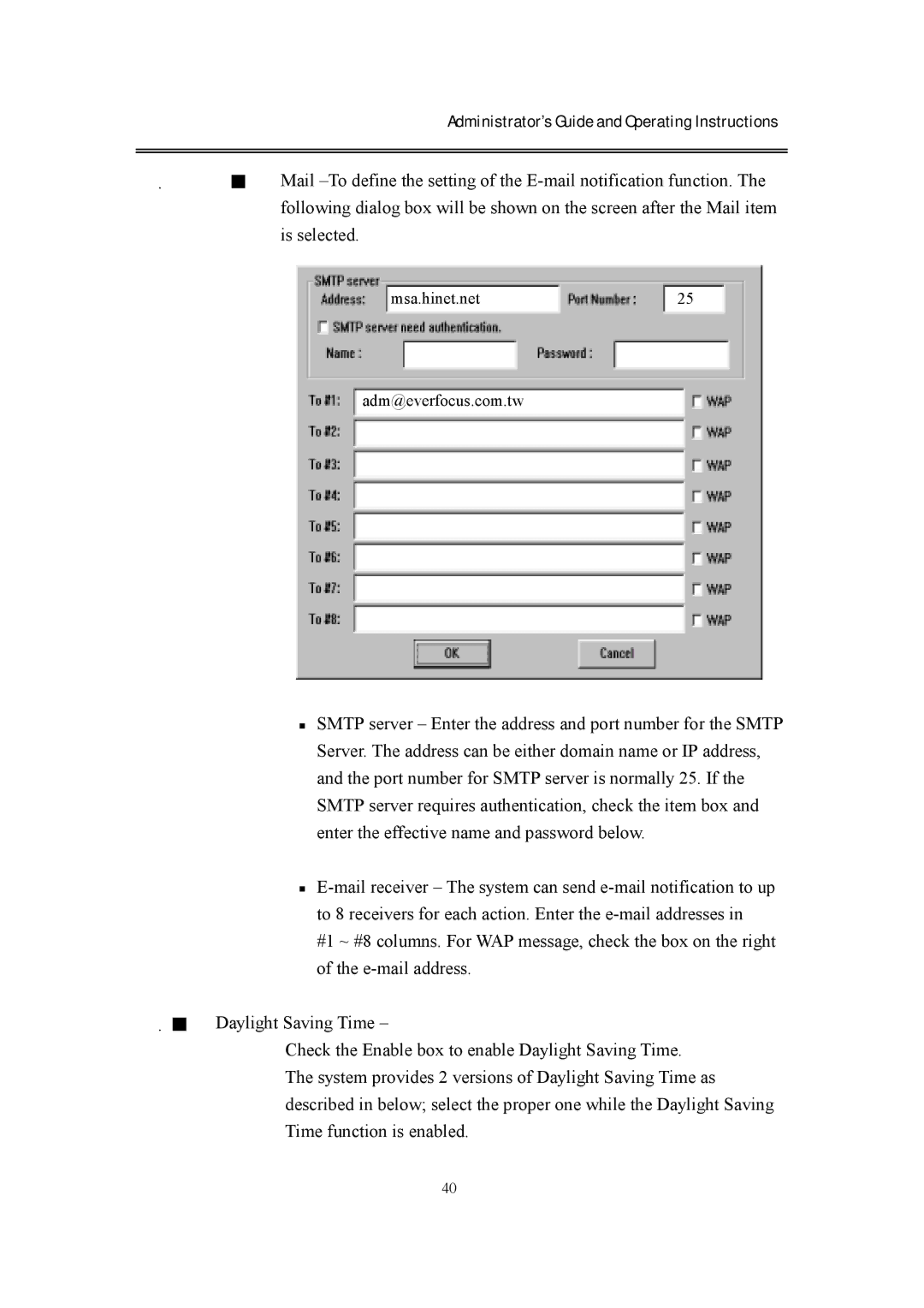 EverFocus eDR400 operating instructions Msa.hinet.net25 Adm@everfocus.com.tw 