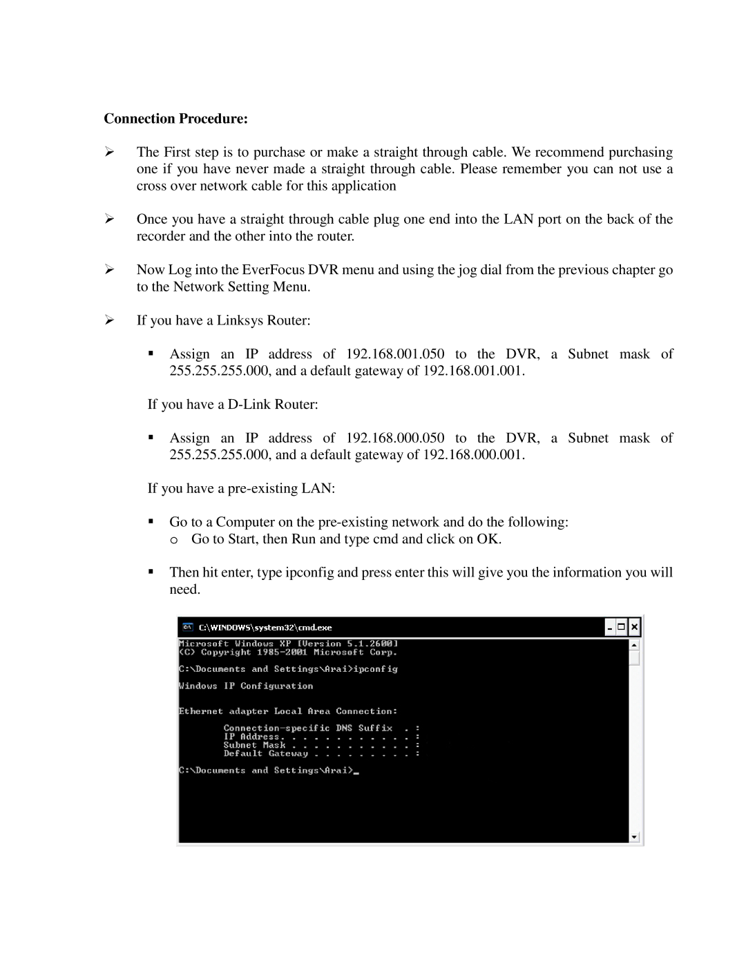 EverFocus EDR410H, EDR810H, EDR810M, EDR410M instruction manual Connection Procedure 