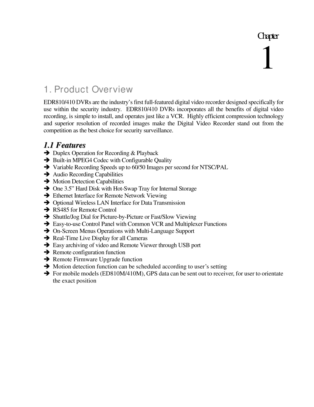 EverFocus EDR410M, EDR810H, EDR410H, EDR810M instruction manual Product Overview, Features 