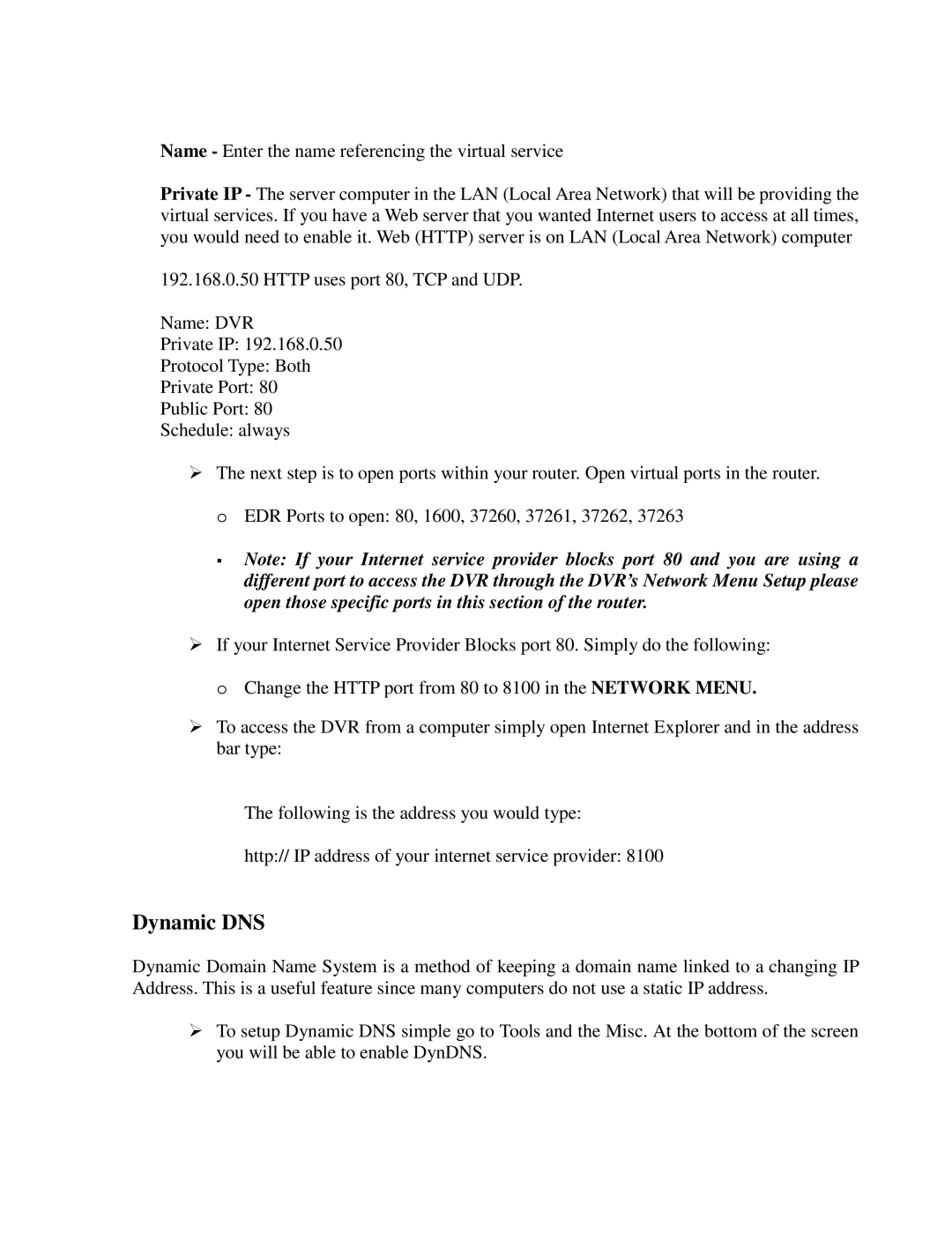 EverFocus EDR410H, EDR810H, EDR810M, EDR410M instruction manual Dynamic DNS 