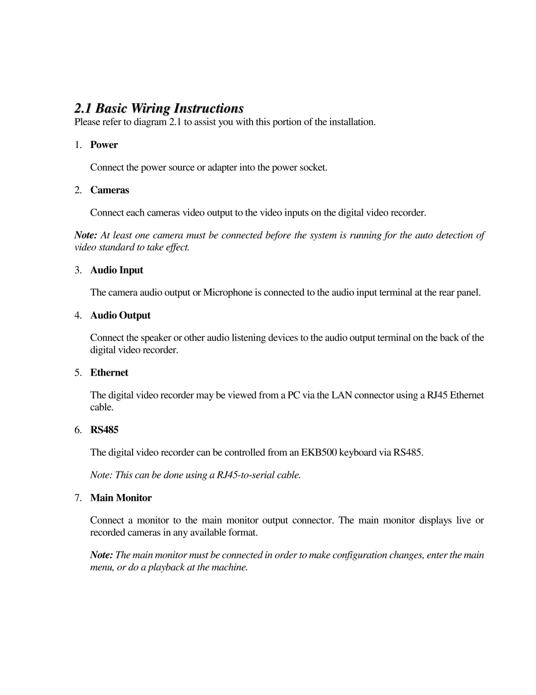 EverFocus EDR810H, EDR410H, EDR810M, EDR410M instruction manual Basic Wiring Instructions 