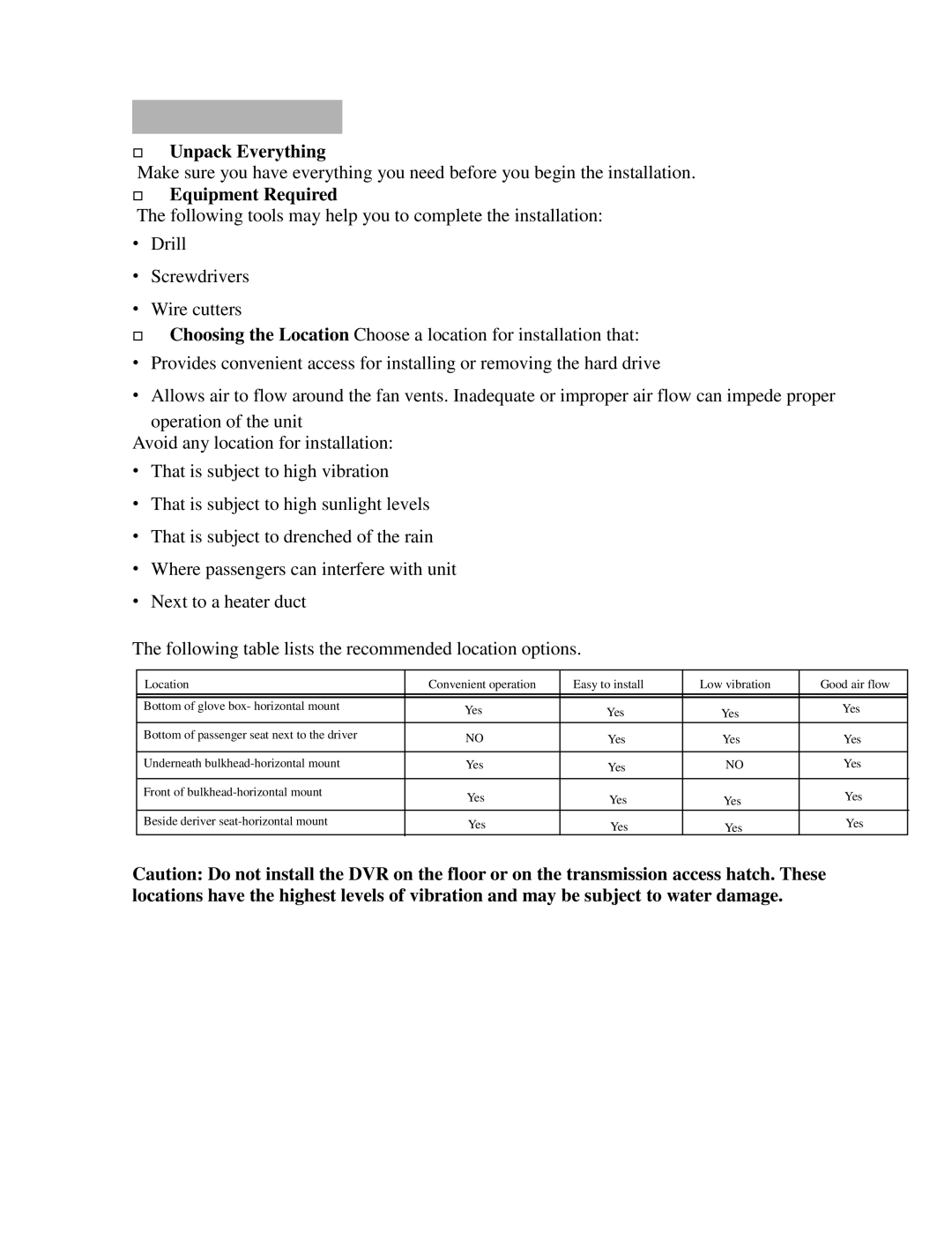 EverFocus EDR810H, EDR410H, EDR810M, EDR410M instruction manual  Unpack Everything,  Equipment Required 