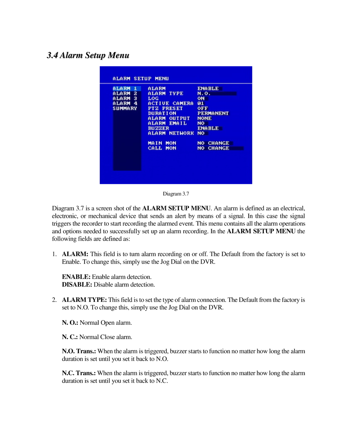 EverFocus EDR410M, EDR810H, EDR410H, EDR810M instruction manual Alarm Setup Menu 