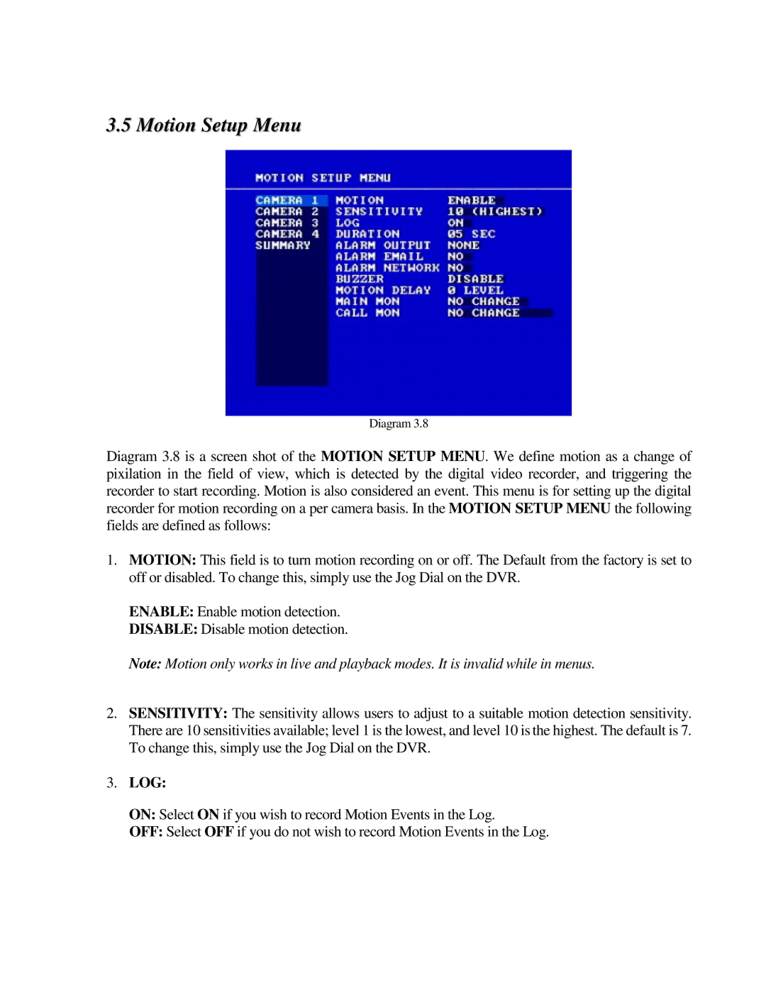 EverFocus EDR810M, EDR810H, EDR410H, EDR410M instruction manual Motion Setup Menu 