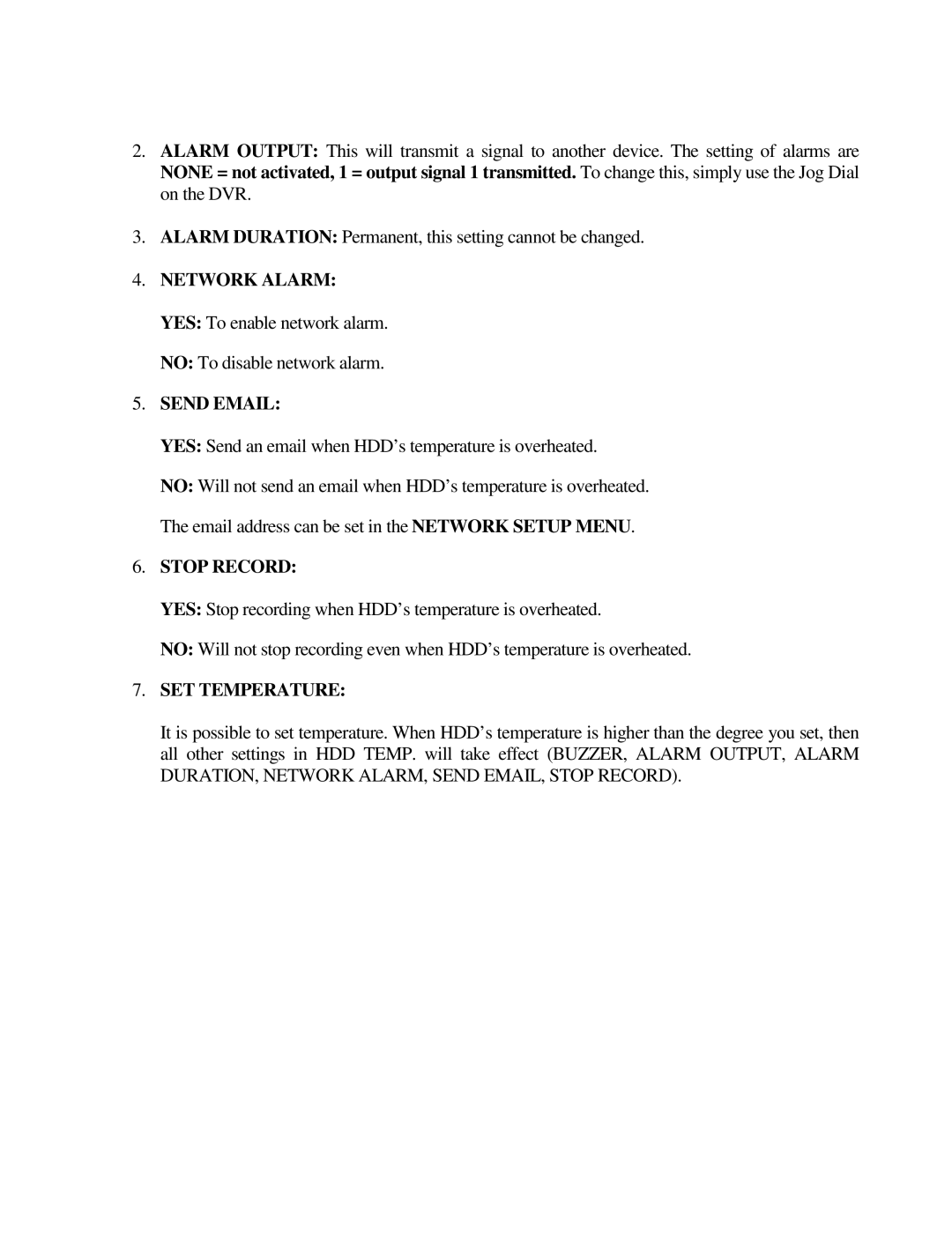 EverFocus EDR410M, EDR810H, EDR410H, EDR810M instruction manual Stop Record, SET Temperature 