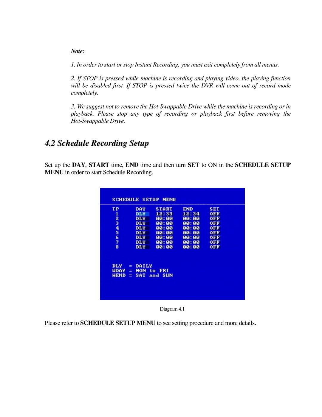 EverFocus EDR410M, EDR810H, EDR410H, EDR810M instruction manual Schedule Recording Setup 